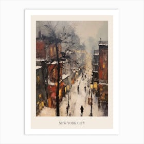 Vintage Winter Painting Poster New York City Usa 1 Art Print