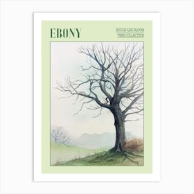 Ebony Tree Atmospheric Watercolour Painting 3 Poster Art Print