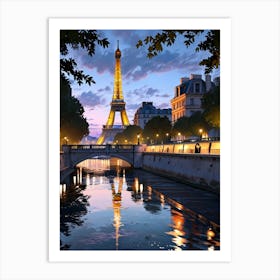 Eiffel Tower At Dusk 1 Art Print