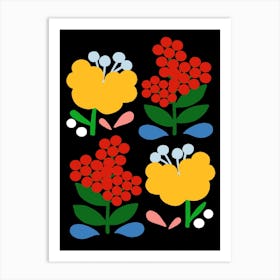 Juicy Yellow And Red Flowers Art Print