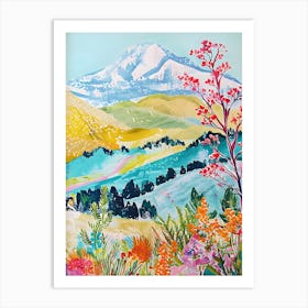 Abstract Mountain Floral Art Print