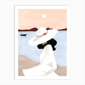 Woman In White Hat 2 Art Print