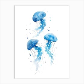 Watercolor Blue Jellyfish Art Print