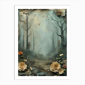 Forest With Roses Art Print