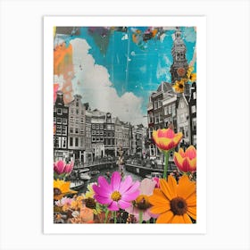 Amsterdam   Floral Retro Collage Style 4 Art Print