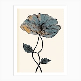 Line Art Marigold Flowers Illustration Neutral 18 Art Print