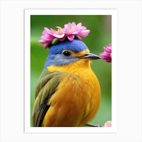 Bird With Flowers On Its Head Art Print