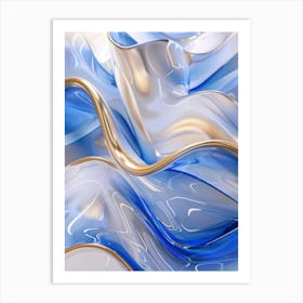 Abstract Blue And Gold 3 Art Print