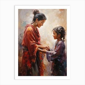 Artistic Visualization Of Acts Of Kindness And Friendship Illustrating Gentle Handshakes Warm Hugs (5) Art Print