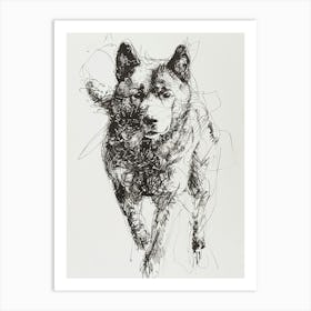 Akita Dog Line Sketch 2 Art Print