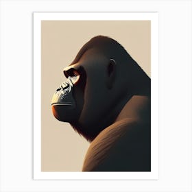 Side Profile Of A Gorilla, Gorillas Cute Kawaii Art Print