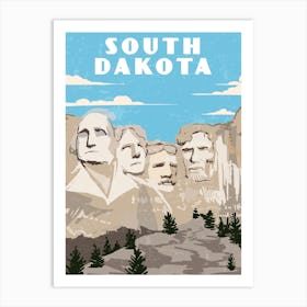 South Dakota, USA — Retro travel minimalist poster Art Print