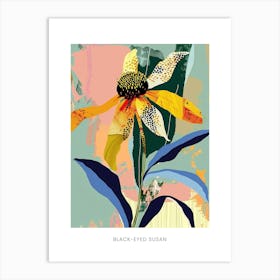 Colourful Flower Illustration Poster Black Eyed Susan 4 Art Print