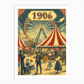 Aihrgdesign A Nostalgic Poster Of A 1906 Fairground Featuring 8d1835db 3453 402c 88d7 3f58b3bdb939 1 Art Print