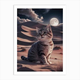 Cat In The Desert 3 Art Print