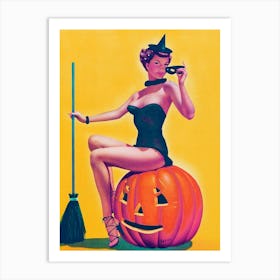 Pin Up Halloween Witch Art Print