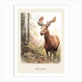 Beatrix Potter Inspired  Animal Watercolour Moose 1 Art Print