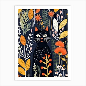 Black Cat In The Garden 4 Art Print