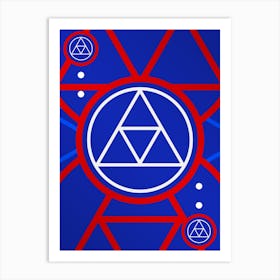 Geometric Abstract Glyph in White on Red and Blue Array n.0030 Art Print