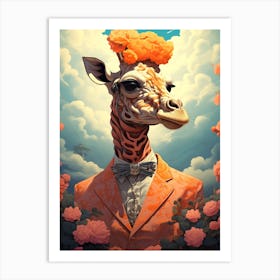 Giraffe With Flowers 4 Art Print