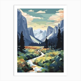 Yosemite Valley View   Geometric Vector Illustration 3 Art Print