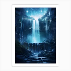 Waterfall In The Night 1 Art Print