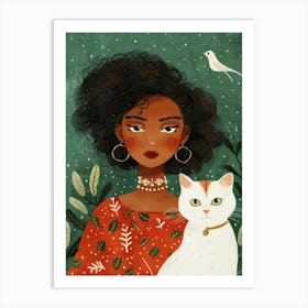 Girl With Cat 4 Art Print