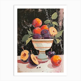 Art Deco Paint Splash Plums Art Print