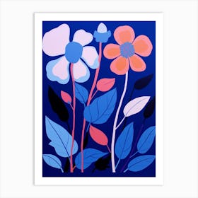 Blue Flower Illustration Impatiens 2 Art Print