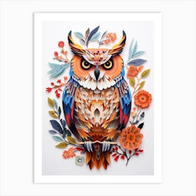 Scandinavian Bird Illustration Great Horned Owl 1 Art Print