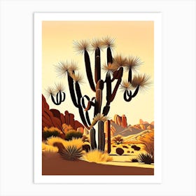 Joshua Trees In Grand Canyon Vintage Botanical Line Drawing  (5) Art Print