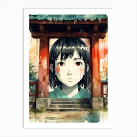 Girl In Front Of A Gate Art Print