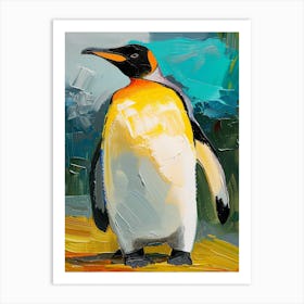 King Penguin Bleaker Island Colour Block Painting 1 Art Print