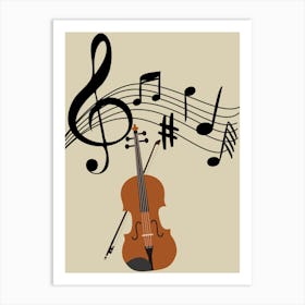 Violin And Music Notes Art Print