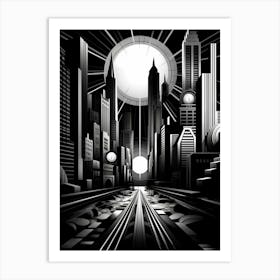 Metropolis Abstract Black And White 7 Art Print