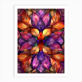 Colorful Stained Glass Flowers 23 Art Print