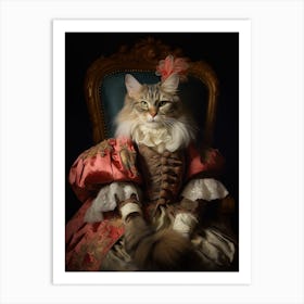 Cat In Medieval Robes Rococo Style  11 Art Print