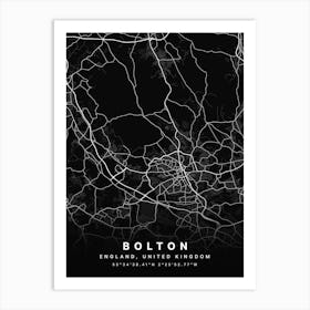 Bolton England Black Map Art Print