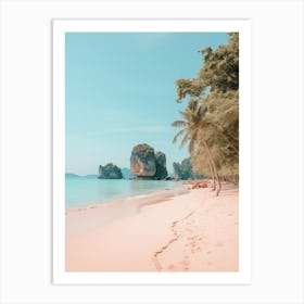 Railay Beach Krabi Thailand Turquoise And Pink Tones 4 Art Print