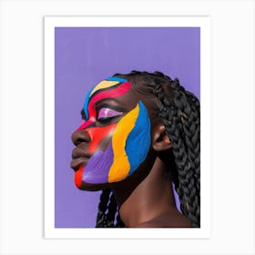 Beautiful African Woman With Colorful Face Paint Art Print