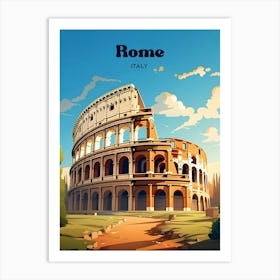 Rome Italy Colosseum Travel Illustration Art Print