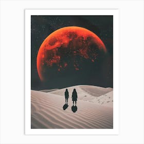 Two People Walking In The Desert Art Print