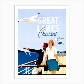 Great Lakes Cruises, Vintage Travel Poster Art Print