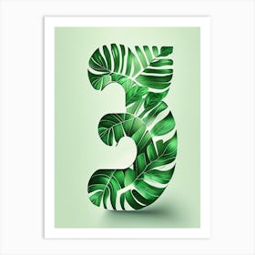 3, Number, Education Jungle Leaf I Art Print