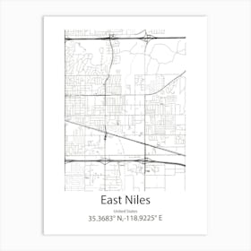 East Niles,United States Minimalist Map Art Print