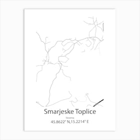 Smarjeske Toplice,Slovenia Minimalist Map Poster