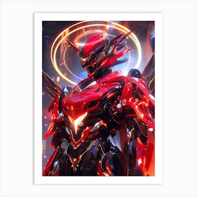 Futuristic Red Eagle Art Print