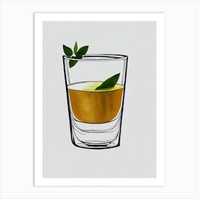 Brandy Alexander Minimal Line Drawing With Watercolour Cocktail Poster Art Print