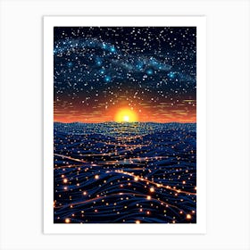 Starry Night Over The Ocean Art Print