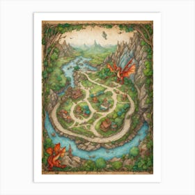 Map Of The Land Of Dragons Art Print